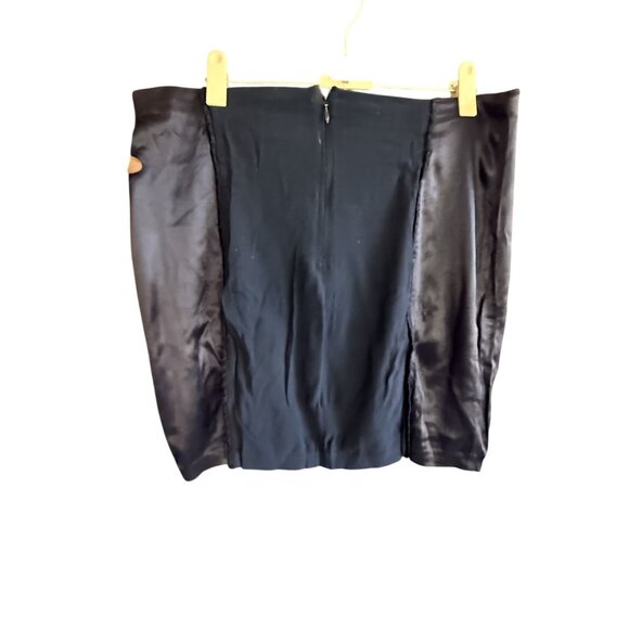 Orna Farho France Satin Paneled Pencil Skirt Women's Blue Flat Front Back Zipper - Picture 6 of 7